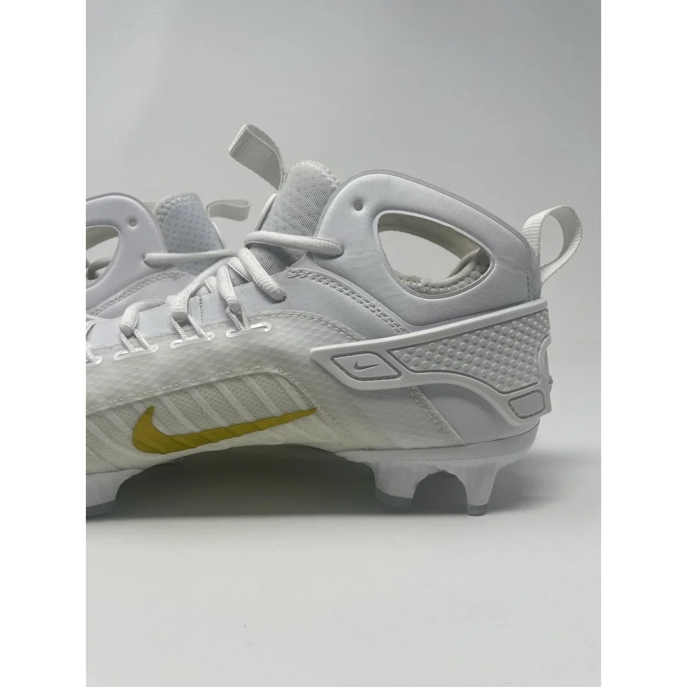 Nike Huarache 9 Elite LAX Mid Lacrosse Cleats White Gold Men's Size 12.5‎ New